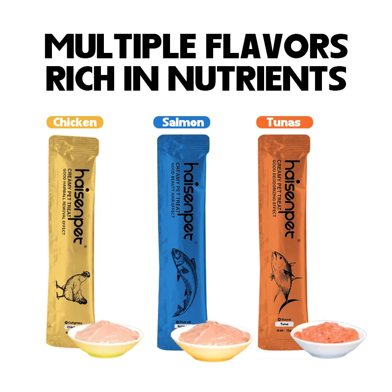 In Stock Low MOQ 15g*5 High Protein Pet Wet Snack Creamy Cat Treat Food