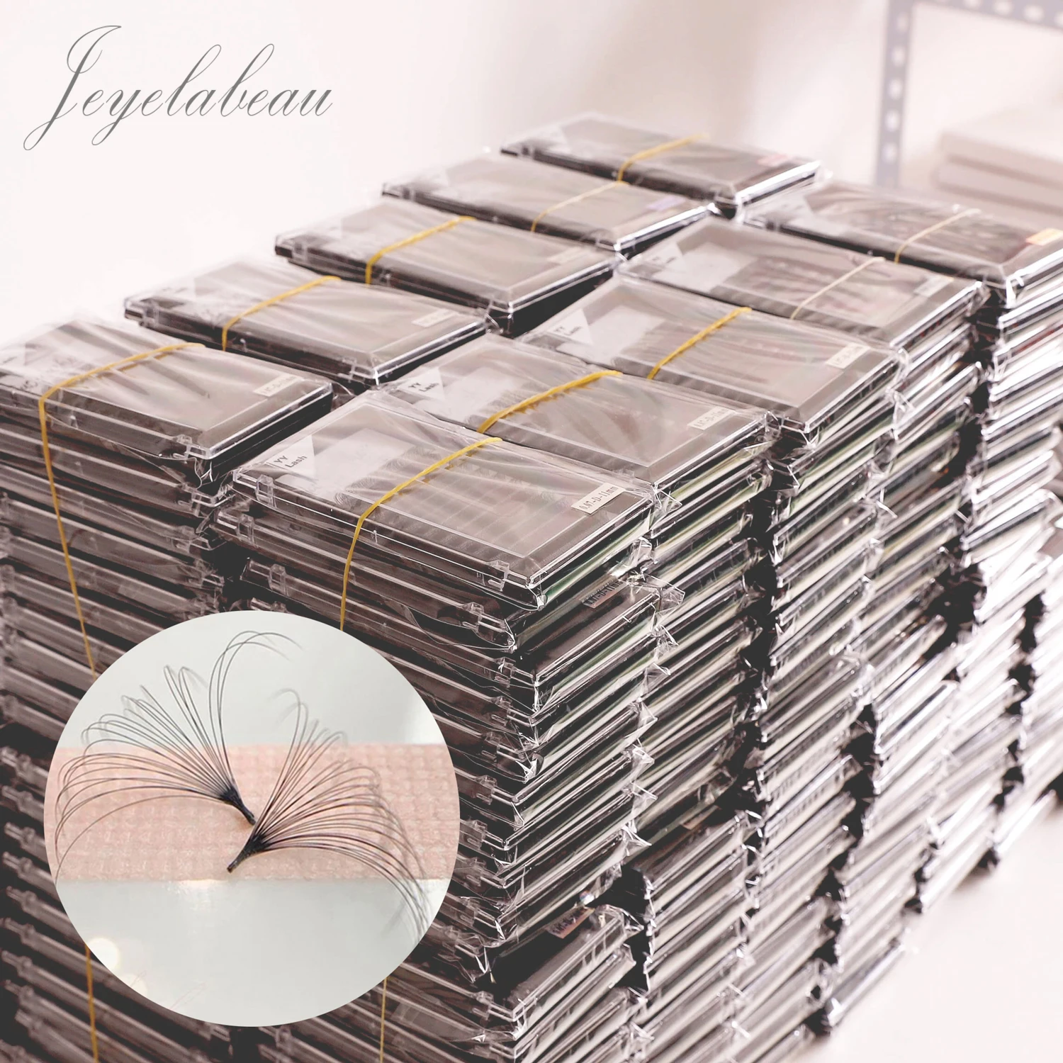 Private label las extension supplies easy fan soft pbt lashes mink easy fan eyelash extensions mixed trays
