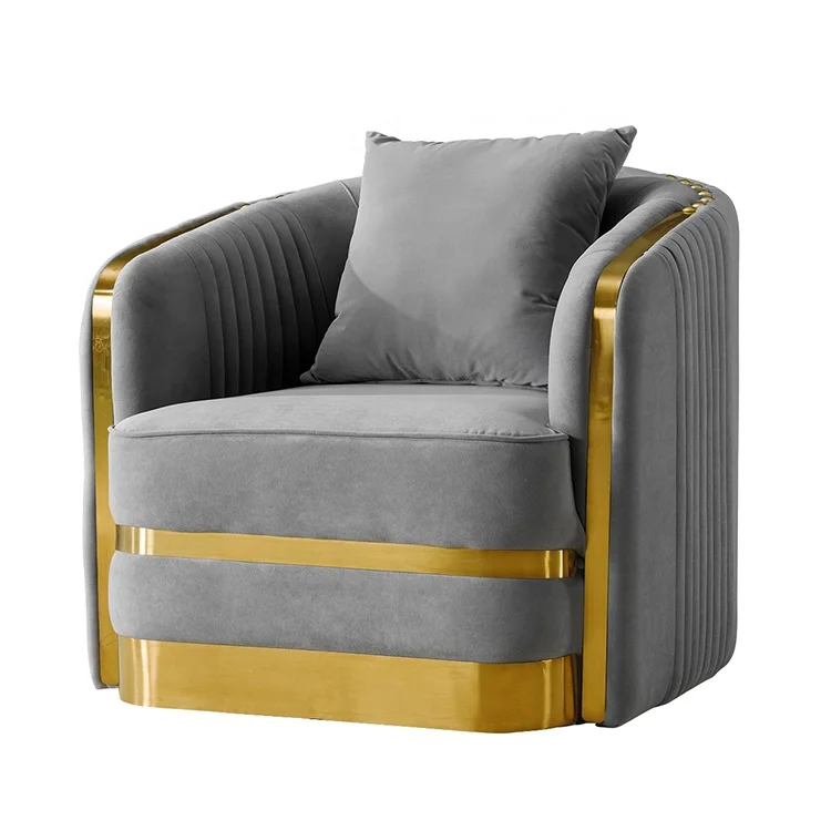 
Modern Furnitures Living Room Gold Stainless Steel Legs Luxury Italian Sofas 
