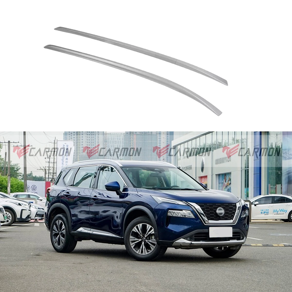 OEM Style Car ABS Roof Luggage Carrier Rack Side Rails Auto Stick On Cross Bar for Nissan X-trail Rogue 2022