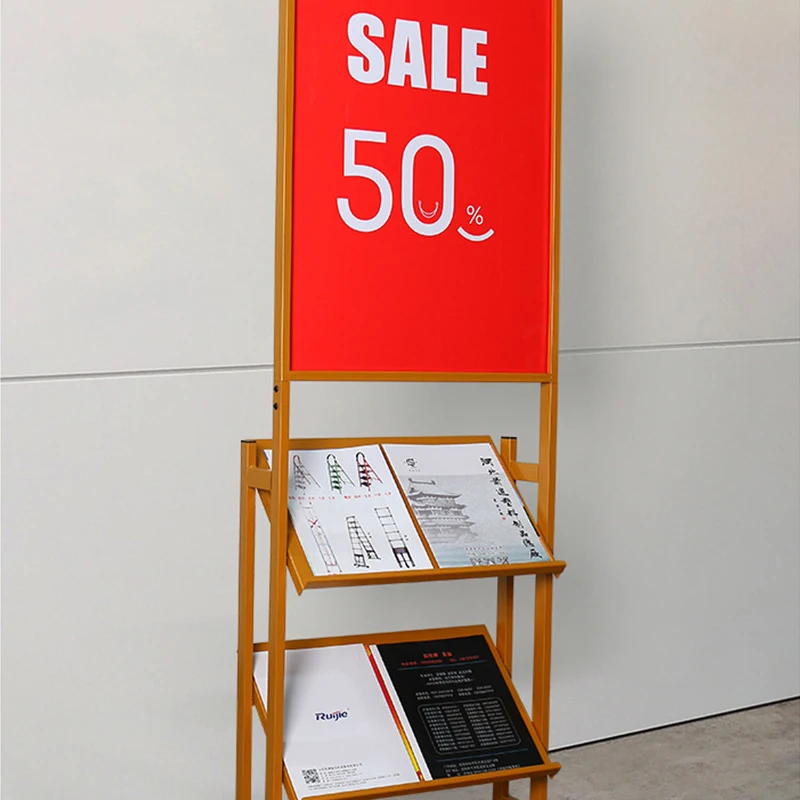 Custom Floor Type Retail Store Metal Information Book Newspaper Brochure Magazine Display Rack