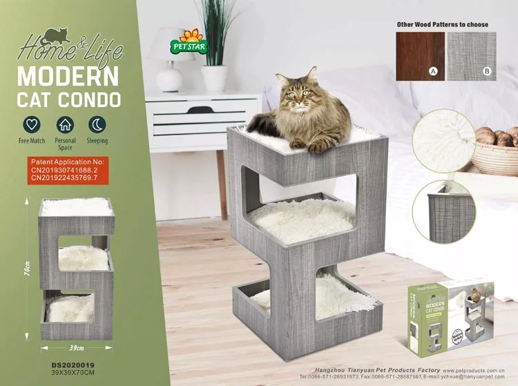 Cando Spacious Perch Cat Furniture Design Large Cat Tree Wooden Luxury Manufacturer Solid Leisure Pet Toys Sustainable Cat Wood