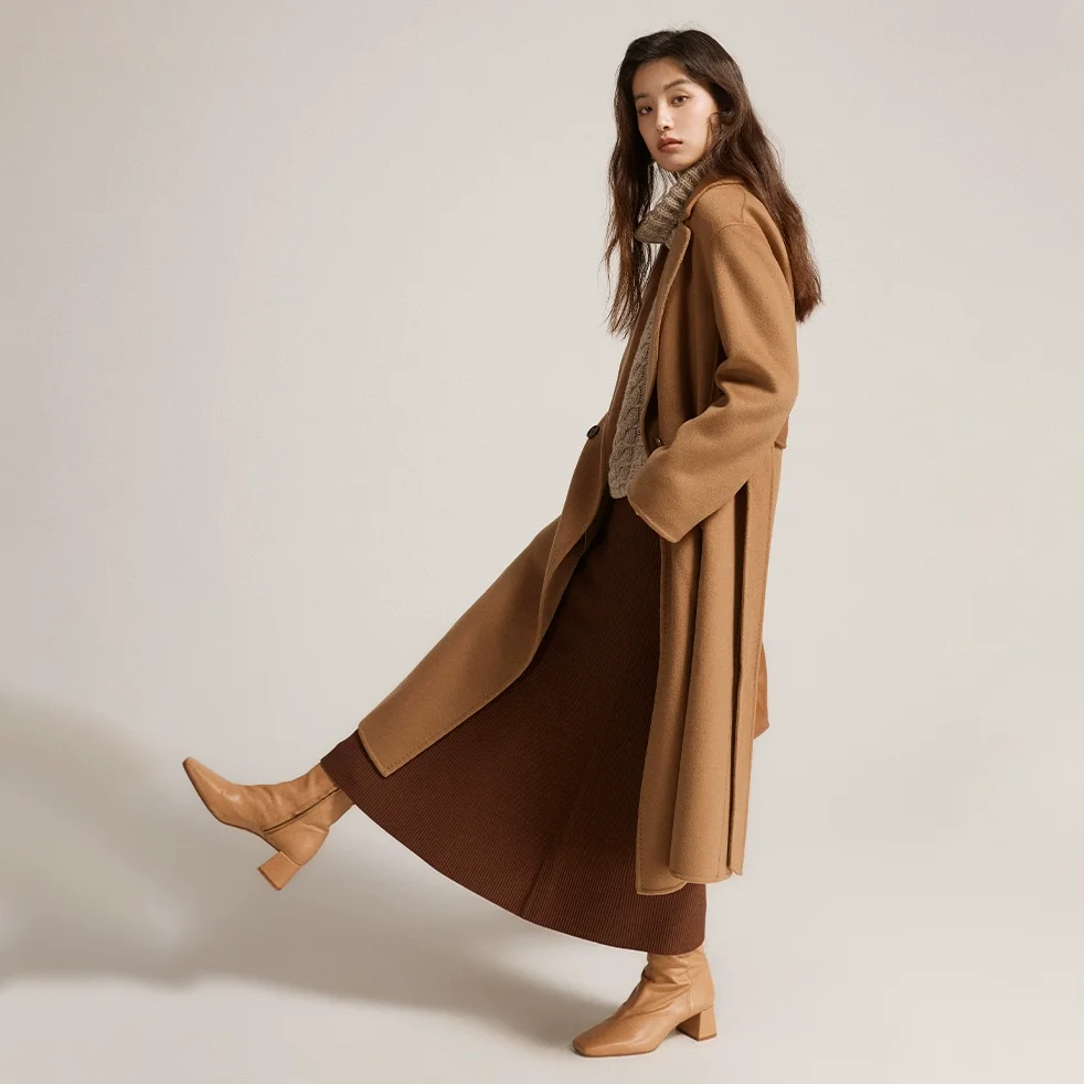 Новинка трендовые элегантные однотонные шерстяные ткани модное Стильное классическое деловое шерстяное пальто