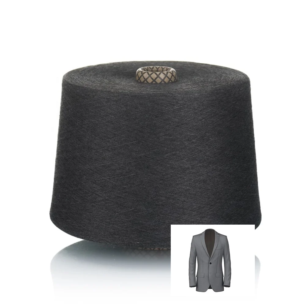 High Strength 100% Polyester Yarn Ne 30/1 Siro Ring Spun dyed Gray for Knitting Denim and Jeans Recycled