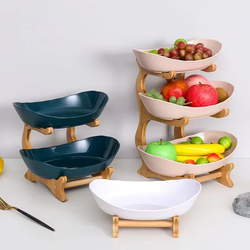 Wholesale Creative Three-layer Fruit Plate Customized European Ceramic Dry Fruit Plate Household Snack Candy Tray Fruit Basket
