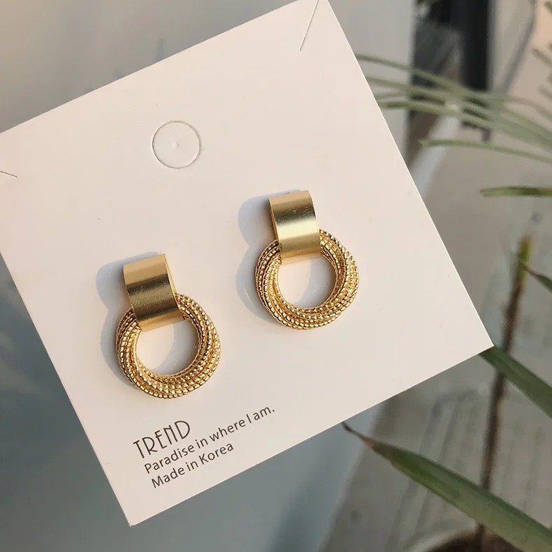 
SH004 The latest 2021 fashionable Brazil mini hoop ladies stainless steel ring 18K brass gold plated earrings jewelry 