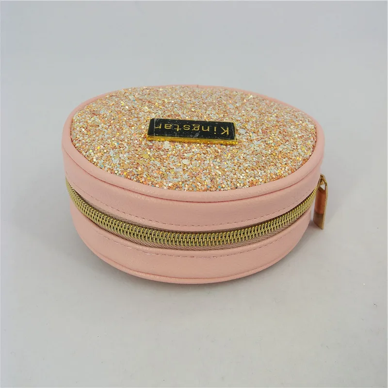 New Trend Round Cosmetic Bag ladies Key Chain Bag Women Lipsticks Makeup Box Storage Cosmetic Bag Glitter
