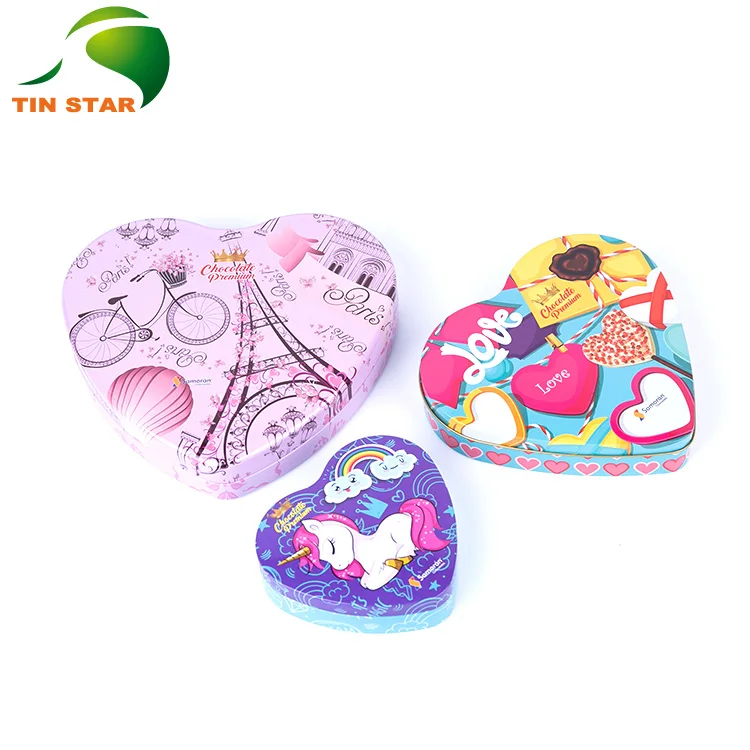 Factory Direct Sale Heart Shape Tin Box For Gift Candy Tin Can