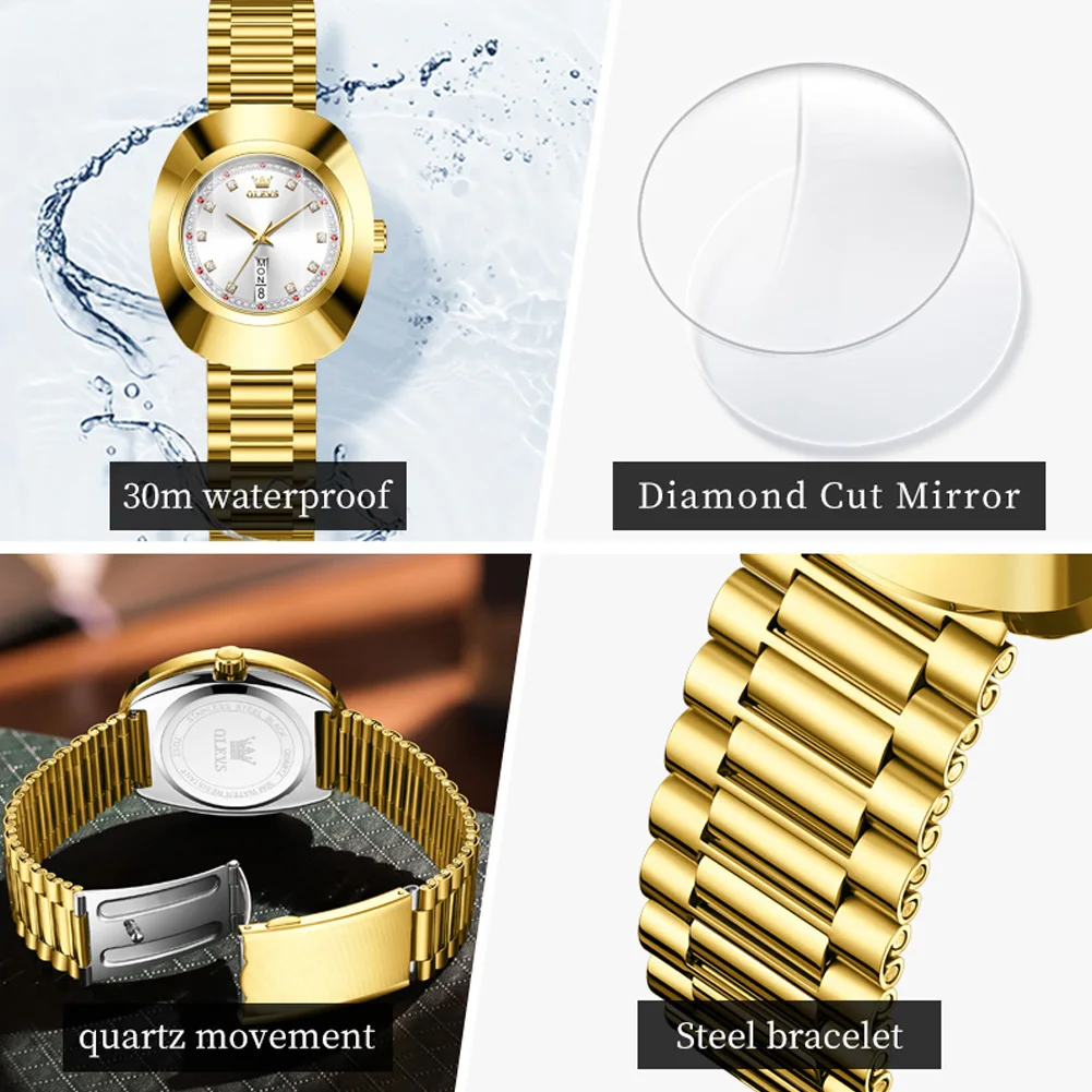 OLEVS 7017  fashion reloj couple watches set Luxury tungsten steel cheap quartz watches luminous watches for man and woman