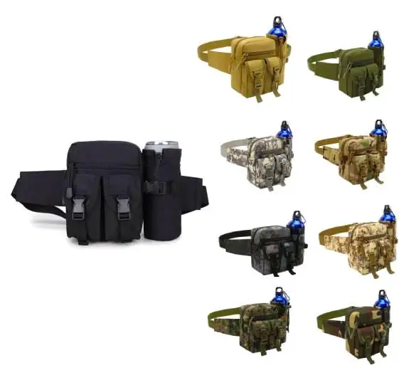 Outdoor Fishing Bumbag Waterproof Running Sport Waist Pack Tactical Fanny Pack Waist Bag with Water Bottle Pocket Holder