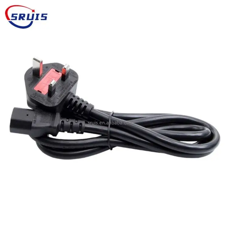 Britain Standard Fused Plug Replacement Connector Cable Y Splitter Ac Extension Lead Uk 3P Double Iec C5 Power Cord