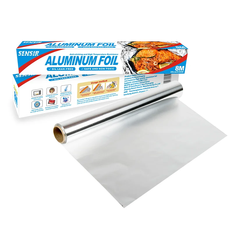 
9mic 5M*30CM factory price disposable aluminum foil for vegetable food wrapping 