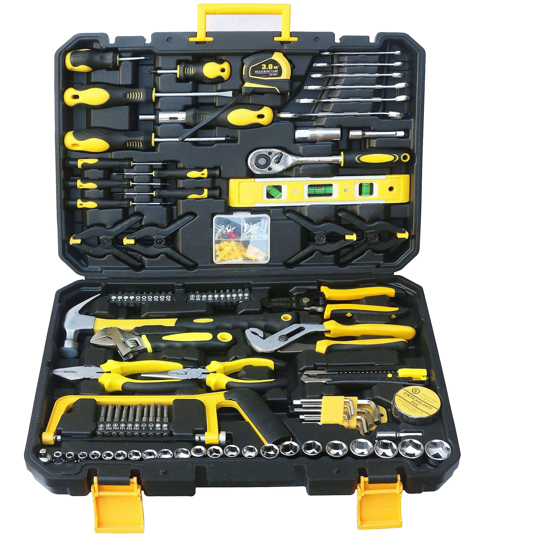hot sell 158 pcs potable multifunction telegraphy tool set Daily Use pliers Kit Auto  Repair Tool Set tape hammer car hex key
