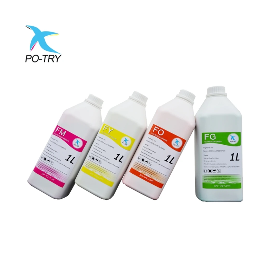 PO-TRY 1000ml Factory Supply Waterproof Heat Transfer Premium Fluorescent Ink DTF for L805 L1800