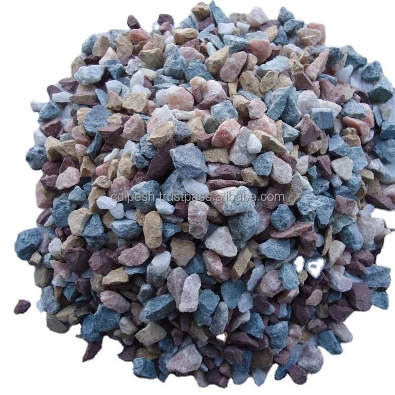 Indian colored crushed stone gravel chips terrazzo floor paving stone for landscaping price per tone in india