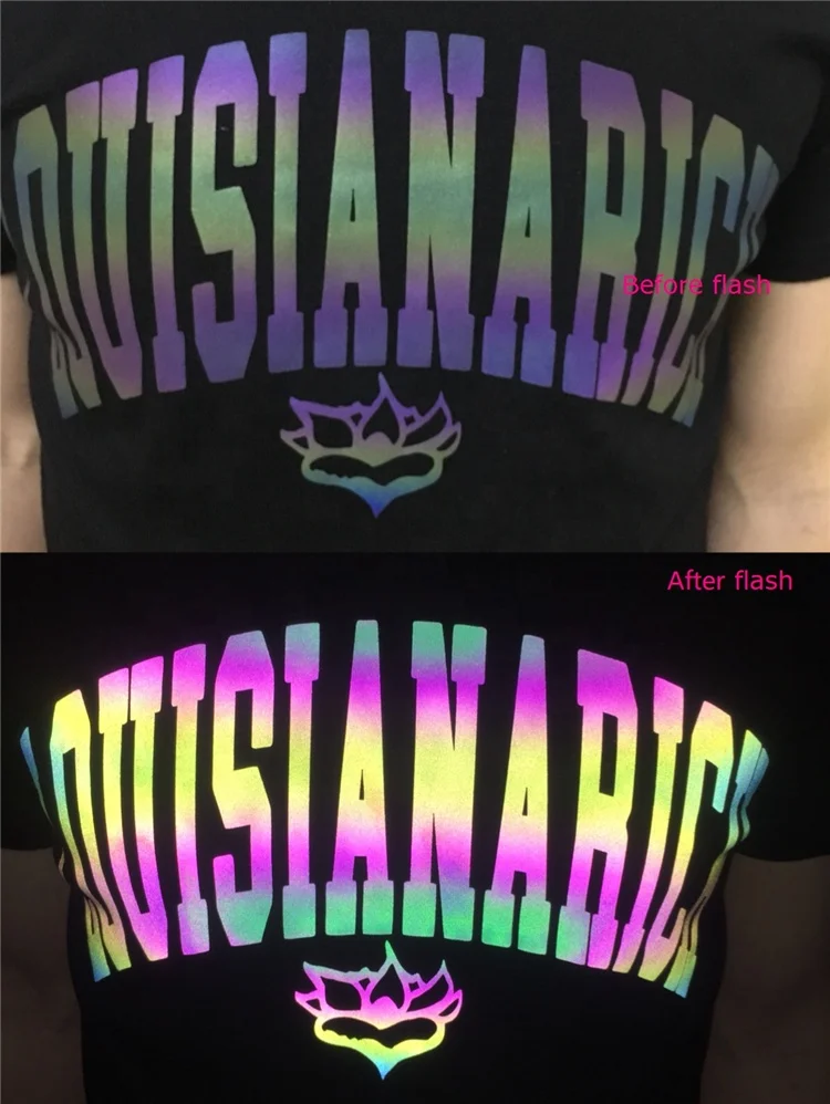 Custom Heat Transfer Rainbow Reflective Sticker for Clothing