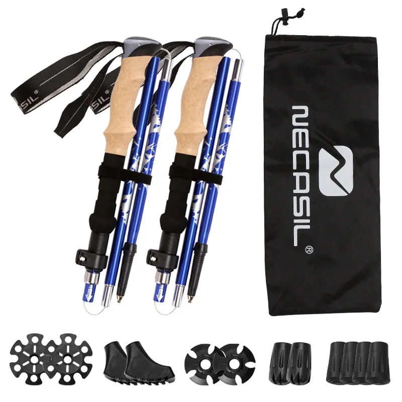 TF Wholesale Price  Folding Aluminium 125cm 5 Sections 7075 Nordic Hiking Trekking Pole  Walking Sticks