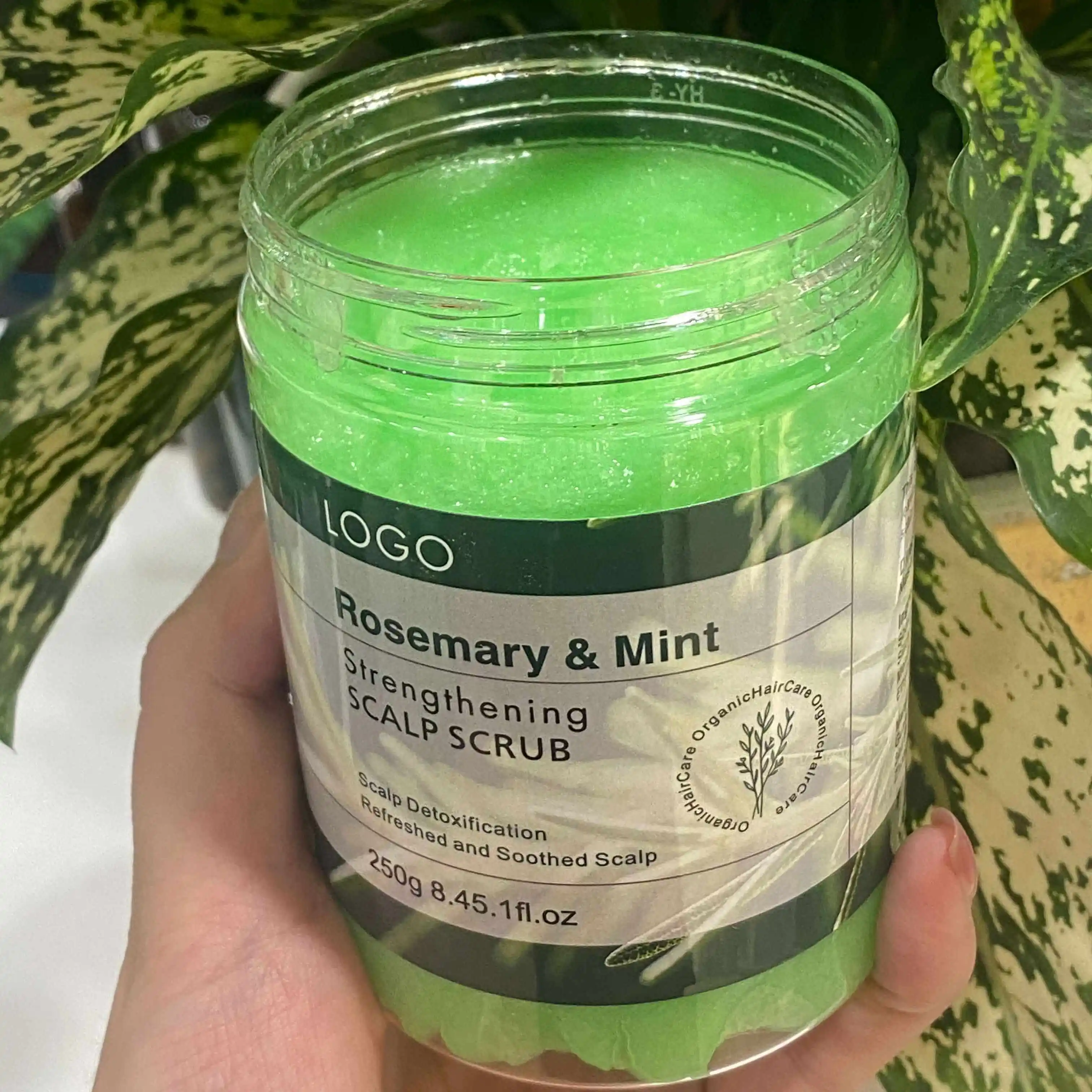 OEM Private Label Deep Cleansing Scalp Scrub Shampoo Vegan Hair Relaxing Refreshing Mint Sea Salt Scalp Scrub