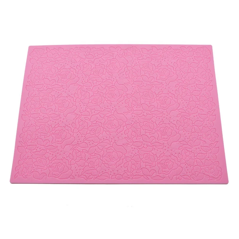 Wedding Impression Rose Flowers Silicone Lace Mat Border Baking Fondant 3D Mold To Decorate Cake Lace Mold Cake Decorating Tools