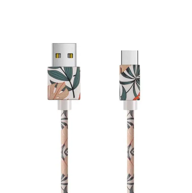 Wholesale  leather charging cable micro usb lighting phone accessories type c fast charging customized printing usb cable