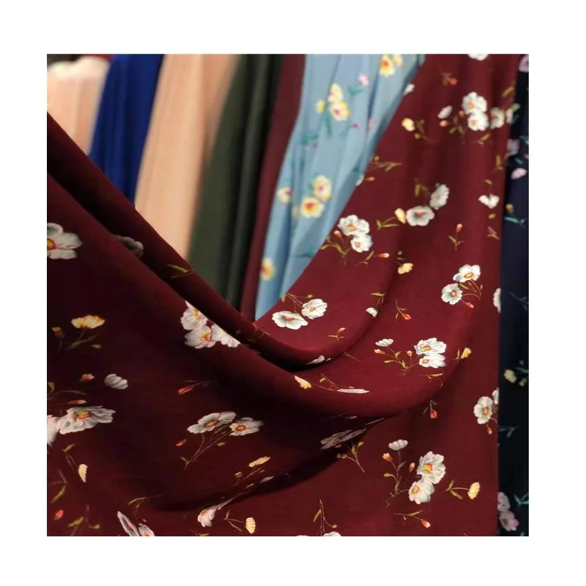 Cheap price floral patterns 45*45s rayon print fabric viscose challis normal print fabric woven plain fabric for women garments