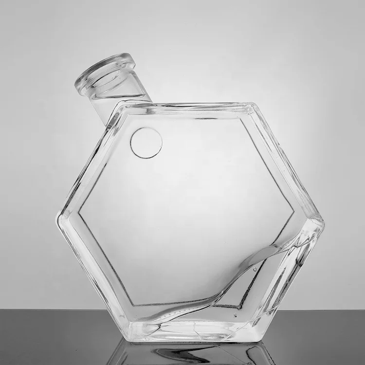 Good Glass Bottle Manufacturer in China Super Flint Special Looking Stand Hexagon 700ml Glass Unique Shape Liquor Glass Bottle