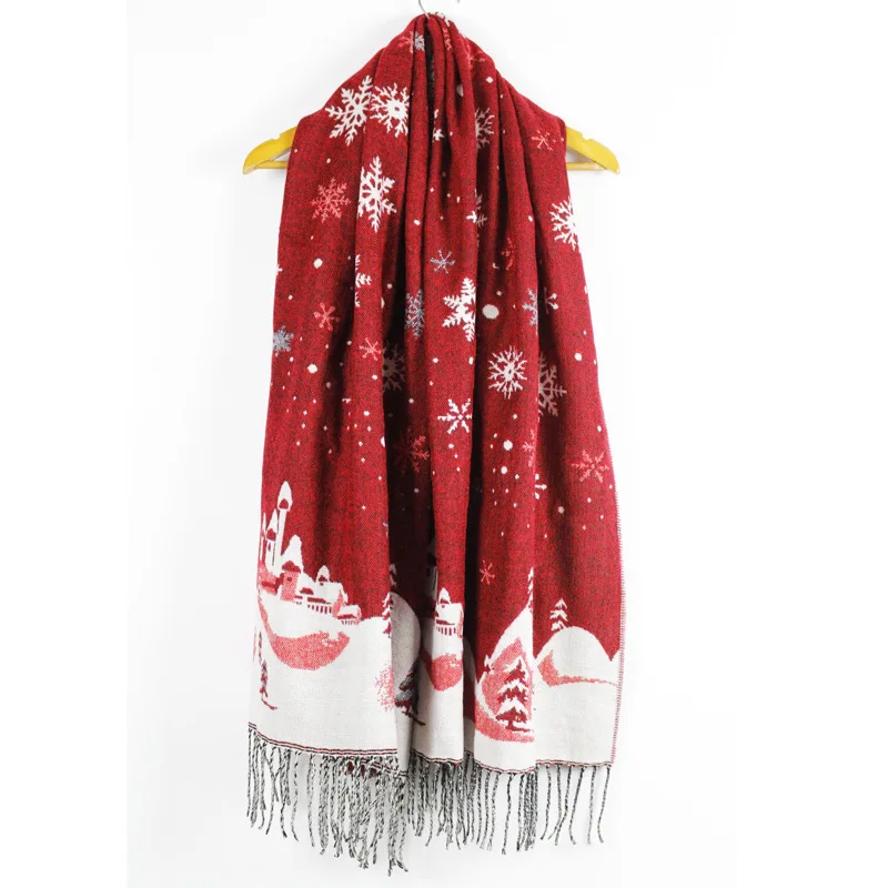Winter 2021 Snow jacquard scarf Christmas cashmere scarf wholesale