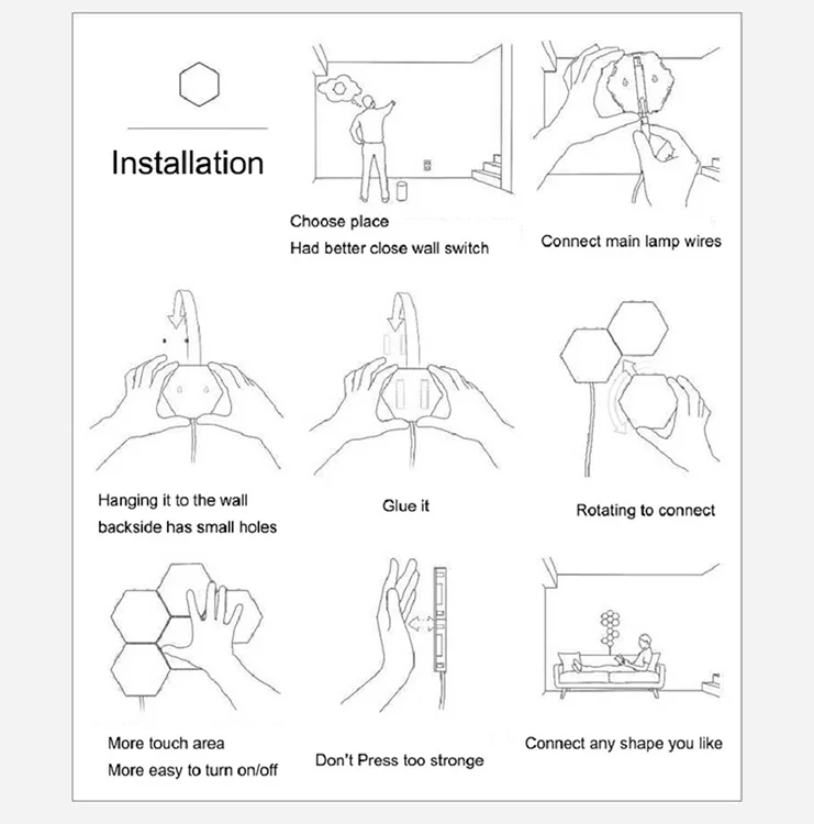 Amazon 6PCS/SET DIY Honeycomb LED Quantum Light Touch Night Lamp Modular Hexagonal Wall lamp
