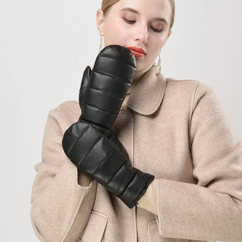 China Wholesale Women Leather Gloves $ Mittens High Quality Winter Soft and Warm SheepFur Leather Sheepskin gloves