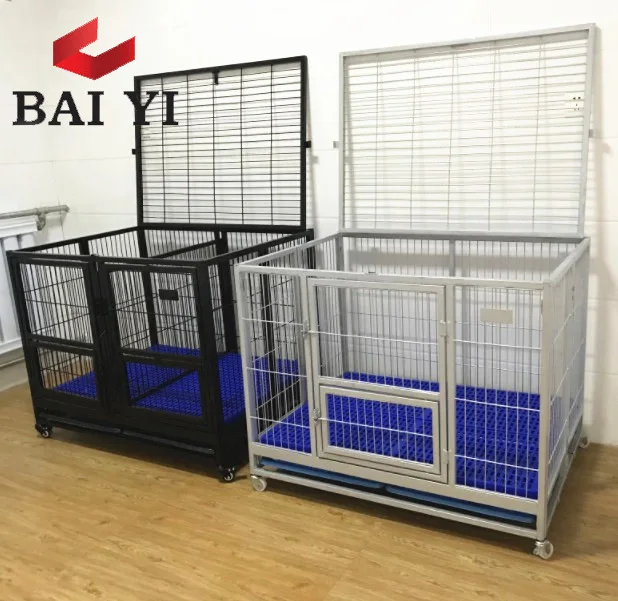 Baiyi Direct Sale Heavy Duty Square Tube Dog Cage With Wheels