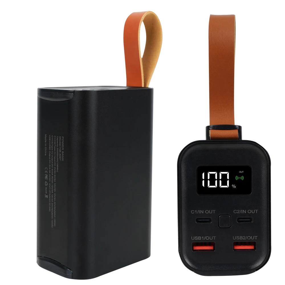 ODM Portable Power Bank Outdoor Travel Power Banks 30000Mah Fast Charger Powerbank with LED Light