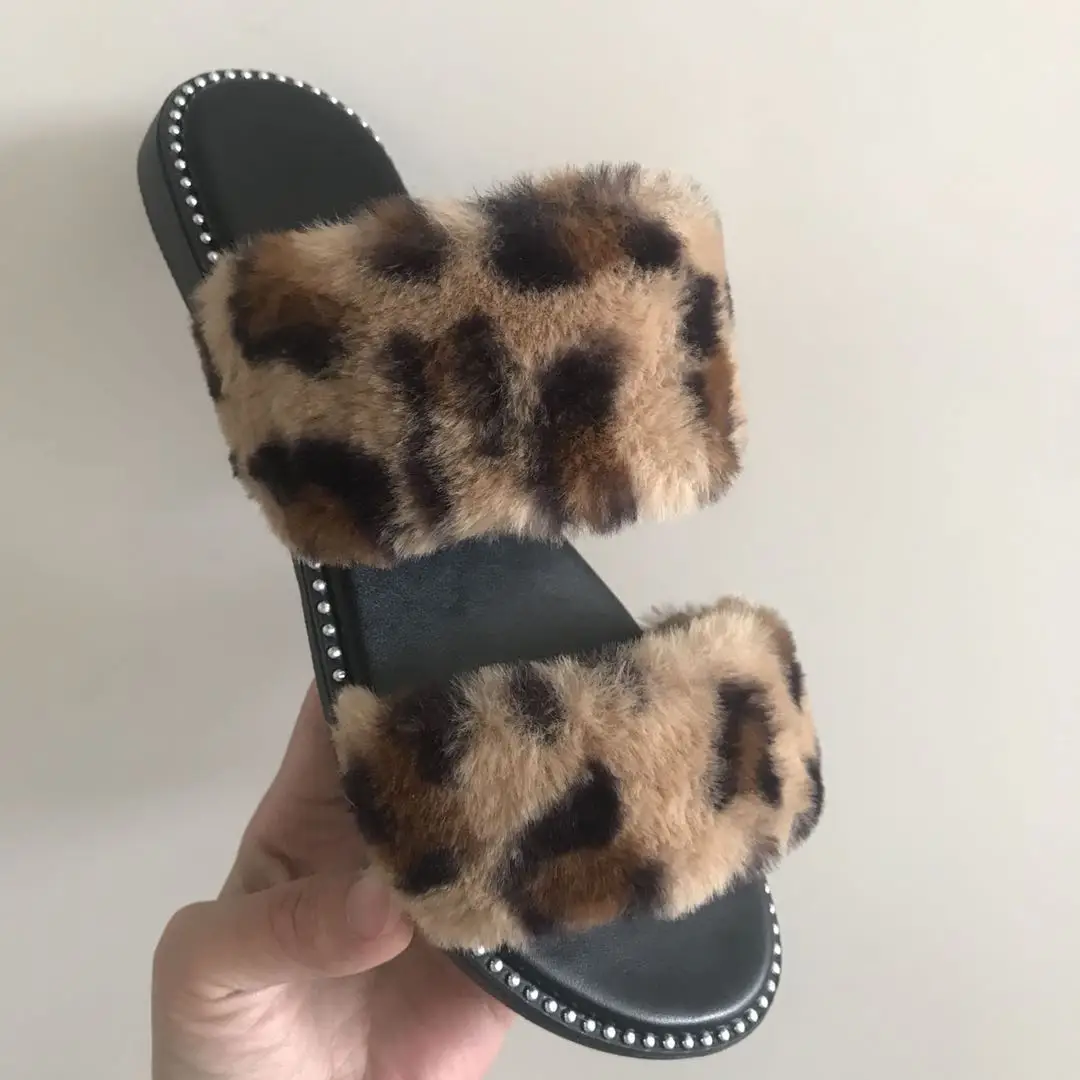 Новинка лета 2020, меховые тапочки, сандалии, Милая сексуальная женская обувь на плоской подошве