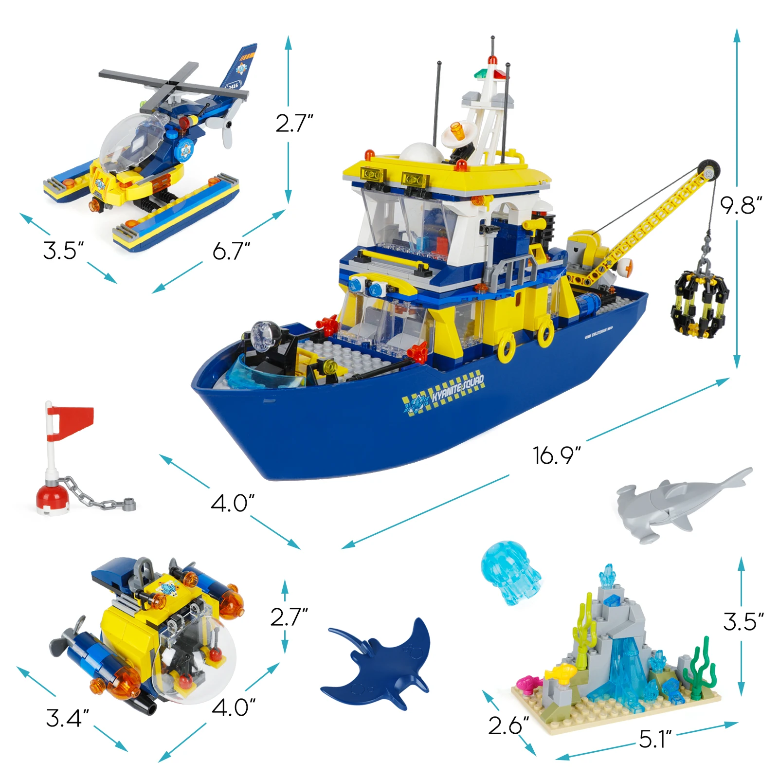 753PCS STEM City Ocean Exploration Ship Deep Sea Explorer Boat Building Sets Model Toy Building Block Kit For Kids Gift
