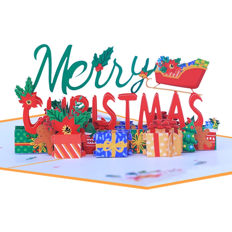 Factory Supply Customization Unique Handmade Three Dimensional Religious Meerry Christmas Gift Greeting Card with Envelope