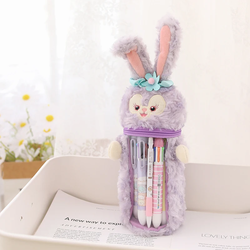 Kawaii Sanrio Plush Cartoon Kitty Kuromi My Melody Cinnamonroll Pen Holder Cute Student Study Stationery Storage Bag Kids Gift