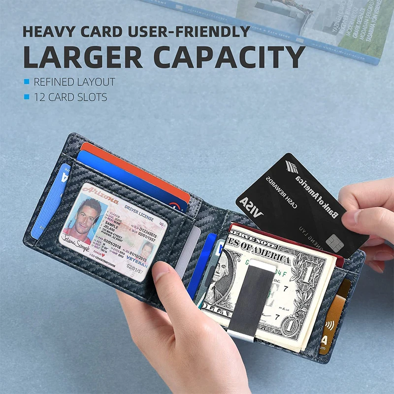 Custom Slim Card Holder Minimalist Rfid Blocking Leather Wallet Credit Card Holder For Men