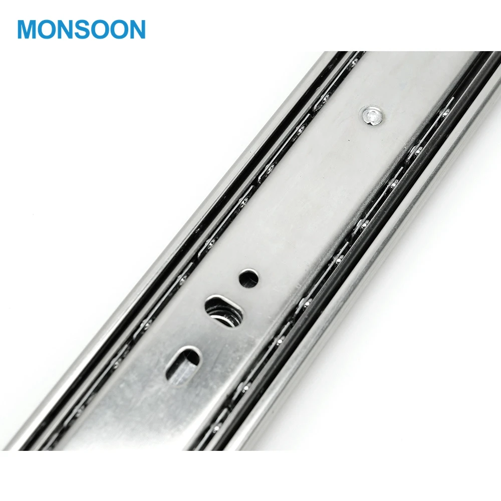 
MS02 Stainless Steel rieles para gabinetes 3-Fold Full Extension Ball Bearing Undermounted Slide For Cabinet Drawer Rail 