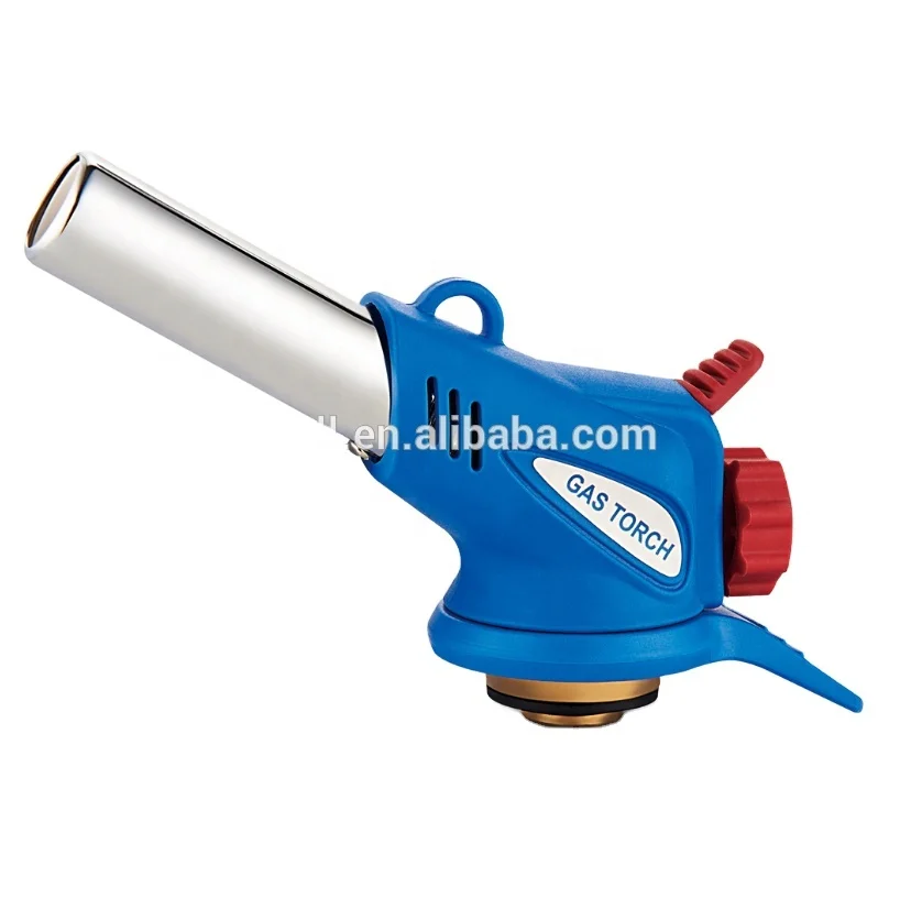 Tube Chrome Plated Supplier Direct Refillable Reusable Butane Fire Gun Kitchen Lighter KLL-8812C Automatic Piezo Screw Brass