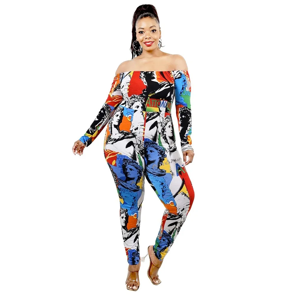 Hot Streetwear Clothing Styles For Women Off Shoulder Long Sleeve Jumpsuits Women 2021 Floral Print One Piece Jumpsuit