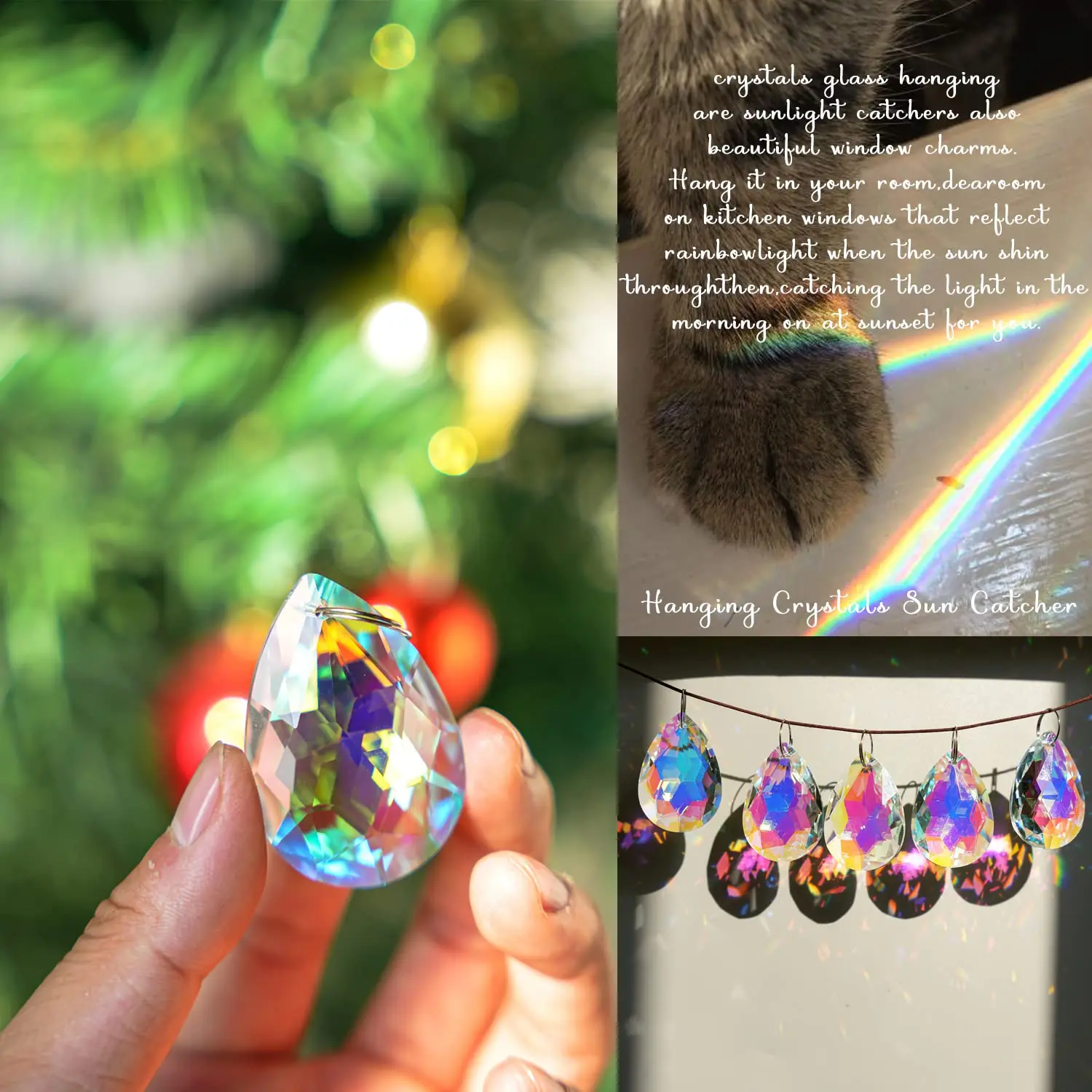 Colorful ab chandelier crystal prisms hanging pendants 50mm Chandelier Crystal Prisms Pendants