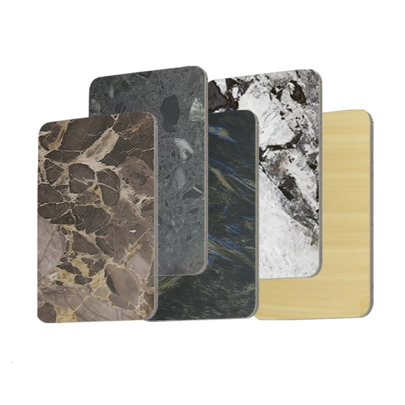 High Glossy Marble Grain PVC Composite Board Sheet Carbon Crystal / Bamboo Charcoal Wood Veneer Wall Panel