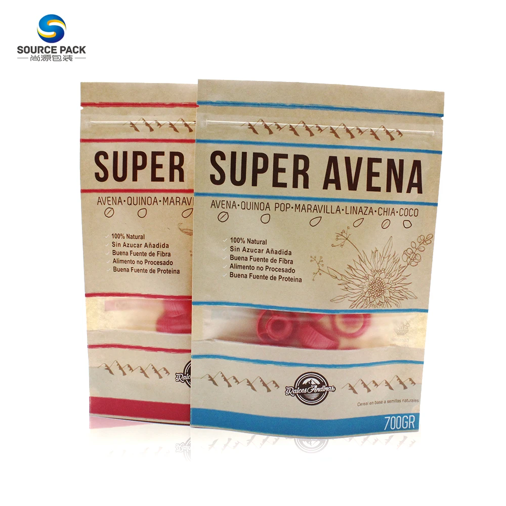 Упаковочный пакет на молнии из коричневой крафт-бумаги с принтом заказ