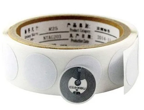 Waterproof PET/PVC/ PAPER F08 Rfid Round QR code adhesive labels  for pet tag