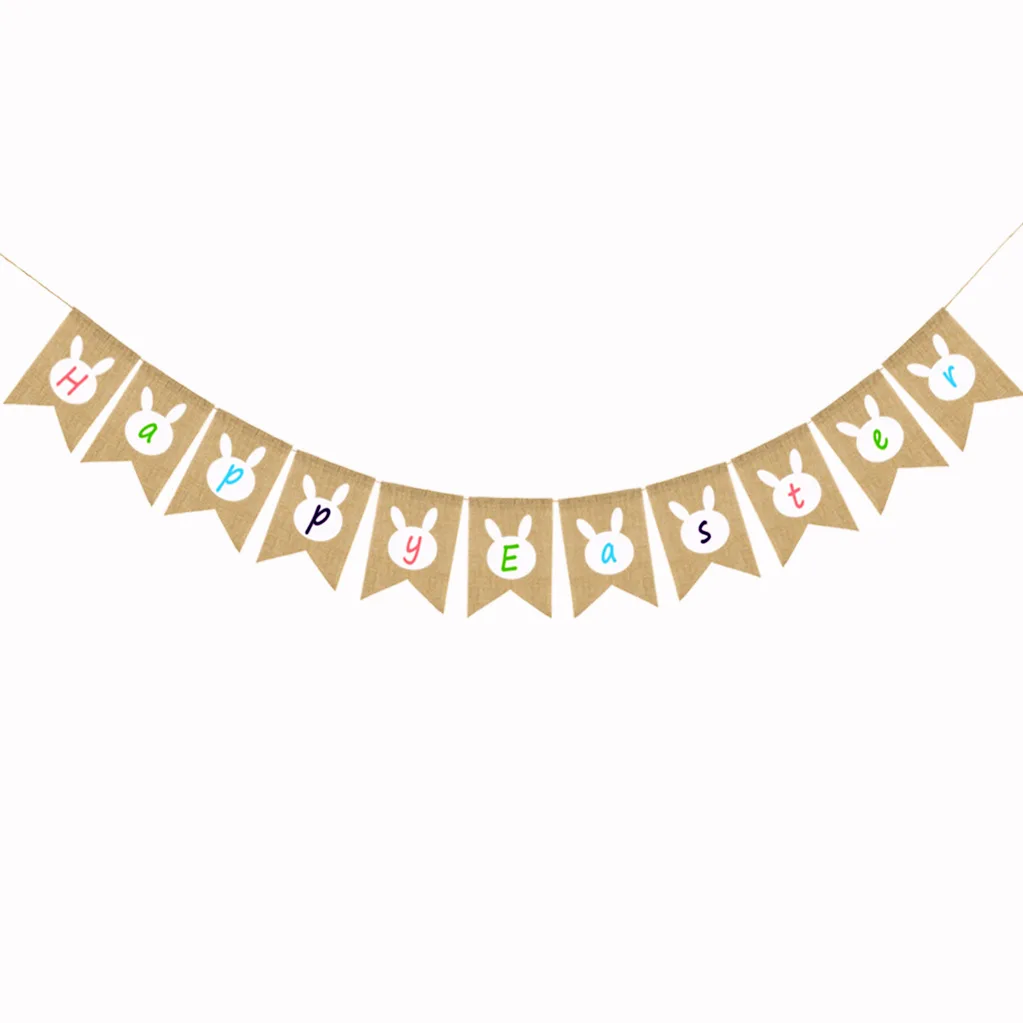 
Hot Selling Wholesale Easter Bunny Rabbit Banner Custom Easter Bunting Garland Birthday Party Wall Decor 