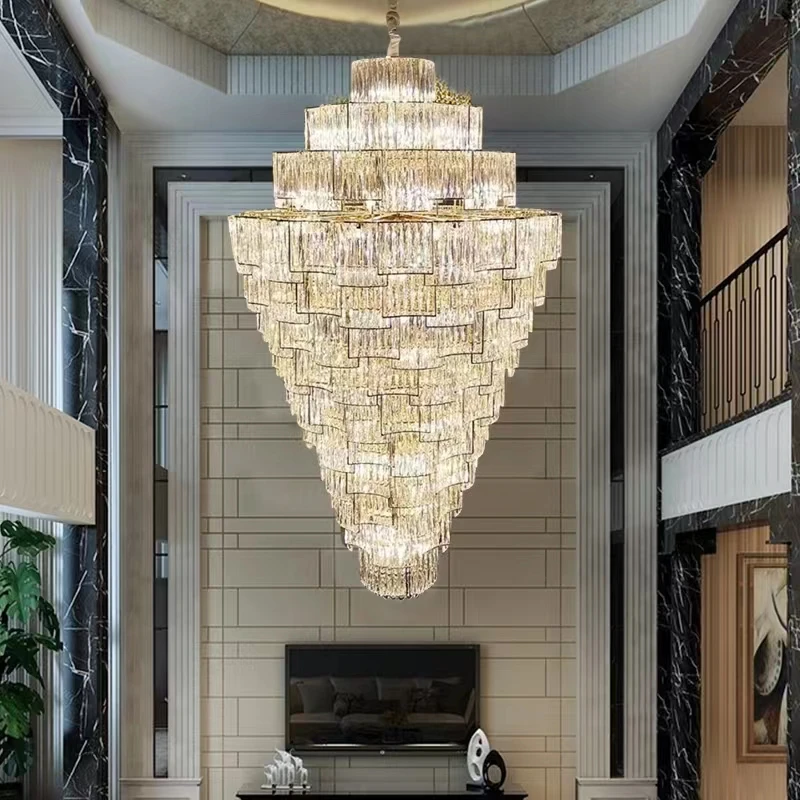 2023 New Arrival Luxury Residential Multi- Height Crystal Chandelier for Living  Room Foyer Lobby  Stairs