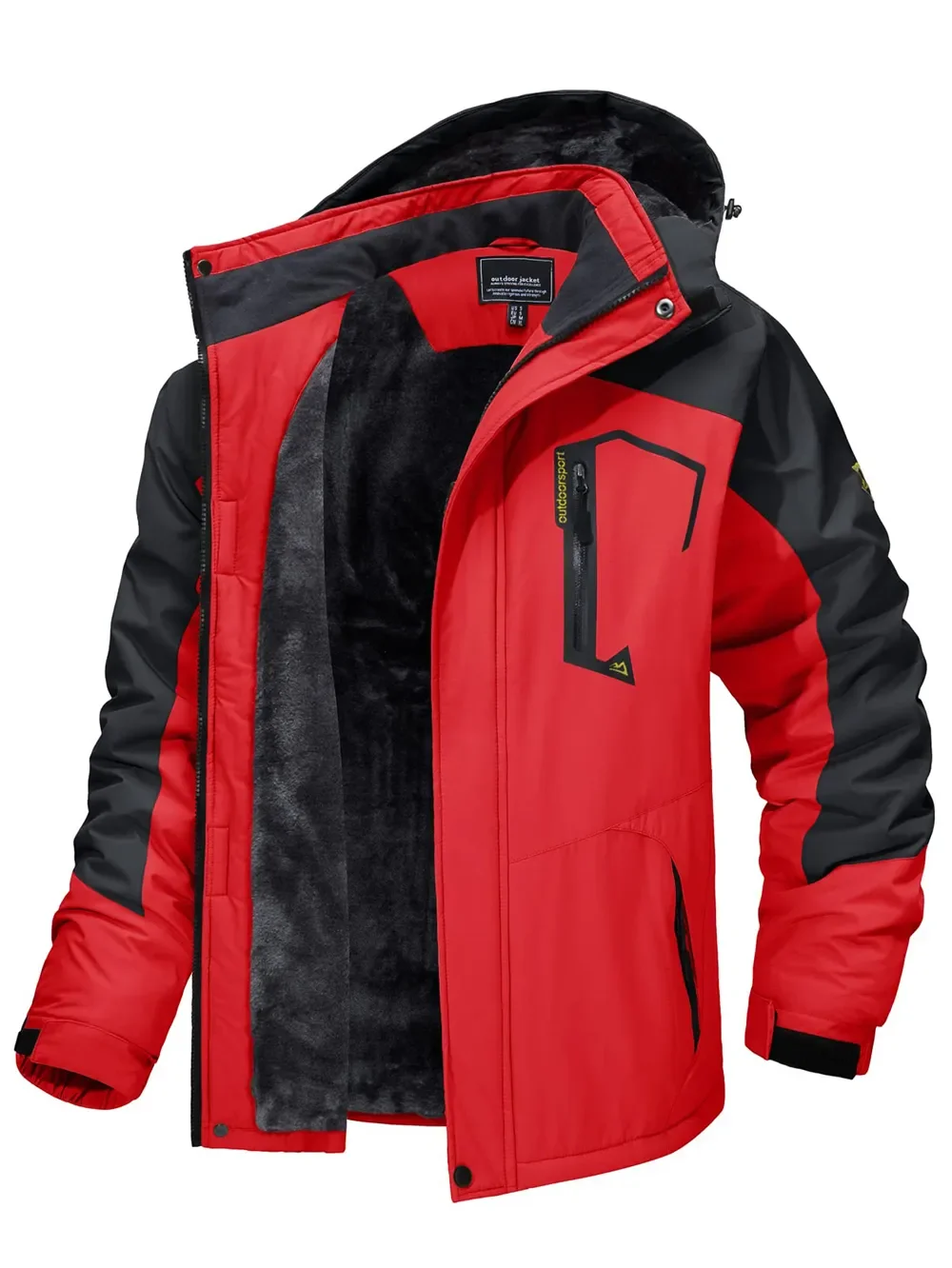Wind Breaker Jacket Fleece Lining Mountain Jackets,Mens Hiking&Outdoor Removable Hooded Coats Ski Snowboard Parka Winter Outwear