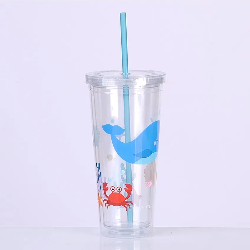 Многоразовый пластиковый стакан с двойными стенками, 16 унций, 20 унций, 24 унции, 32 унции