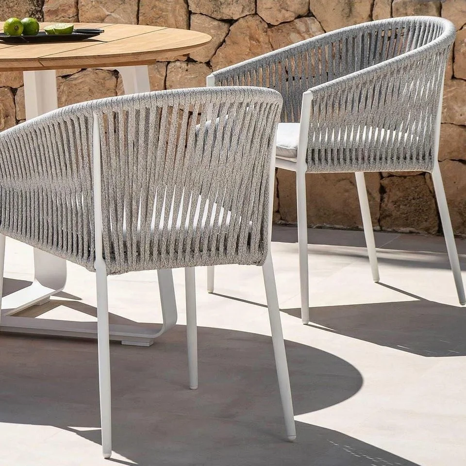 Modern design backyard furniture patio furniture wedding rope weaving aluminum outdoor rope chair