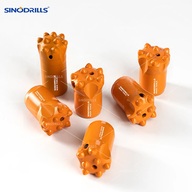 SINODRILLS Small Hole Mining Drill Rod Drill Bit 7/11/12 Degree Tapered Button Bit 38mm