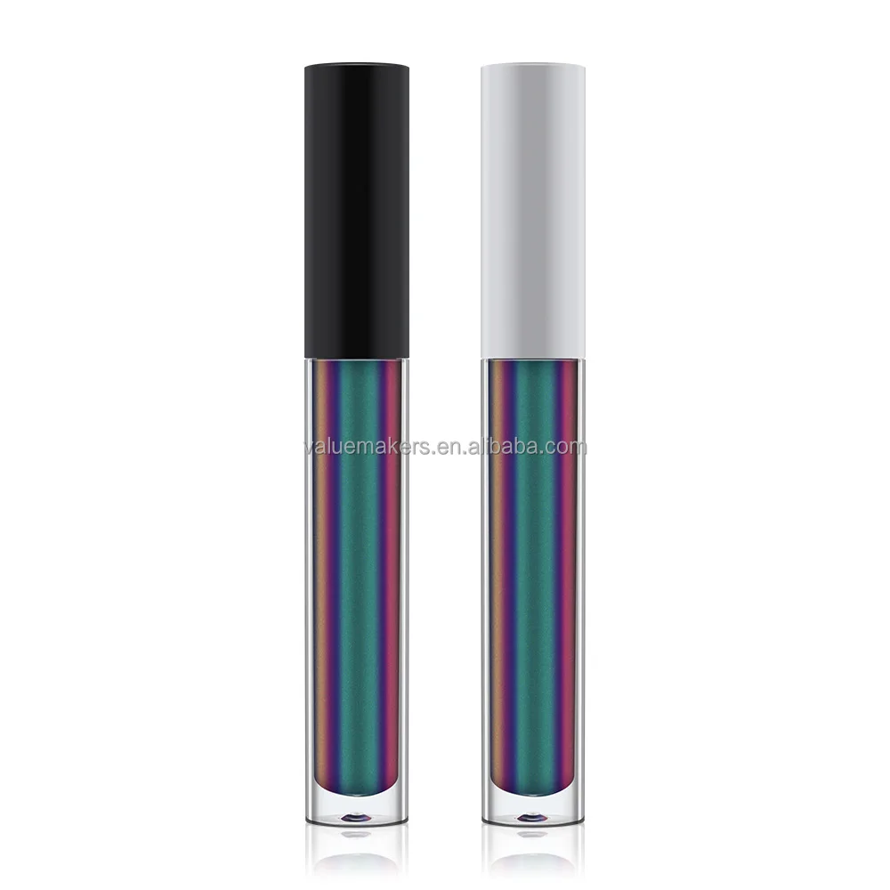 Private label Duochrom chameleon mermaid blue lip gloss shimmer diamond shine colors changing lip gloss & eyeshadow for party